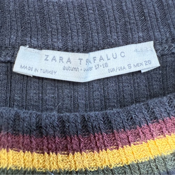 Zara ribbed striped t shirt mini dress in black red green and yellow size small - Picture 6 of 10